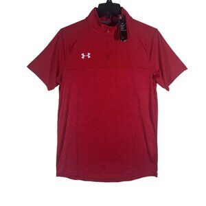 Under Armour Mens Red HeatGear 1/4‎ Zip Short Sleeve Polo Shirt Size Small NWT